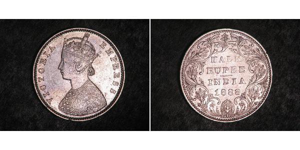 1/2 Rupee Raj Britannico (1858-1947) Argento Vittoria (1819 - 1901)