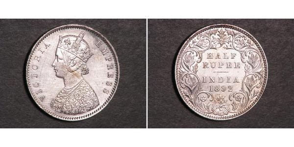 1/2 Rupee Raj Britannico (1858-1947) Argento Vittoria (1819 - 1901)