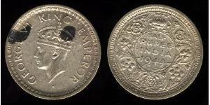 1/2 Rupee Raj Britannico (1858-1947) Biglione Argento Giorgio VI (1895-1952)