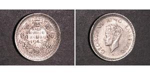 1/2 Rupee Raj Britannico (1858-1947) Biglione Argento Giorgio VI (1895-1952)