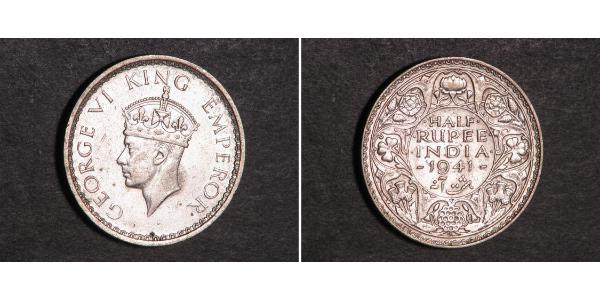 1/2 Rupee British Raj (1858-1947) Billon George VI (1895-1952)