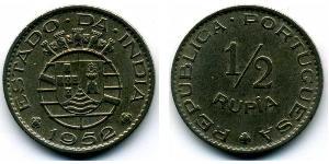 1/2 Rupee Portuguese India (1510-1961) Copper/Nickel 