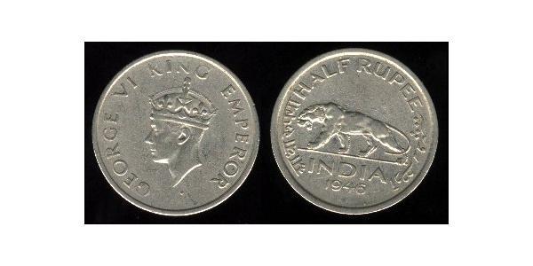 1/2 Rupee British Raj (1858-1947) Nickel George VI (1895-1952)
