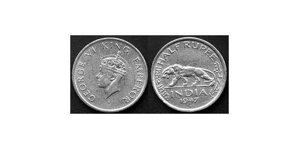 1/2 Rupee British Raj (1858-1947) Nickel George VI (1895-1952)