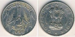 1/2 Rupee India (1950 - ) Níquel 