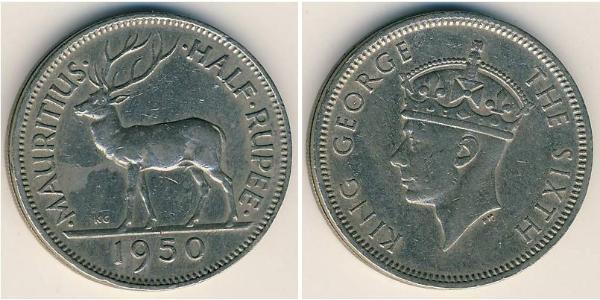 1/2 Rupee Mauricio Níquel/Cobre 