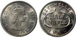 1/2 Rupee Seychelles Níquel/Cobre Isabel II (1926-2022)