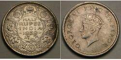 1/2 Rupee India Plata 