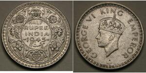 1/2 Rupee India Plata 