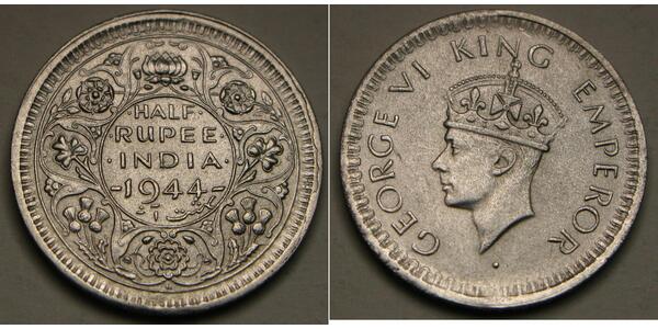 1/2 Rupee India Plata 