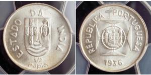 1/2 Rupee India portuguesa (1510-1961) Plata 