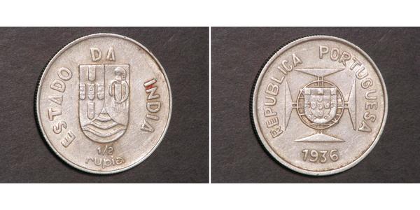 1/2 Rupee India portuguesa (1510-1961) Plata 