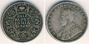 1/2 Rupee Raj Británico (1858-1947) Plata Jorge V (1865-1936)