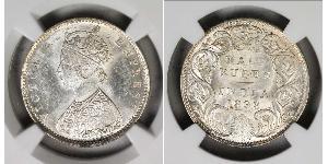 1/2 Rupee Raj Británico (1858-1947) Plata Victoria (1819 - 1901)