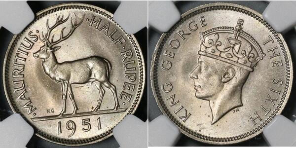 1/2 Rupee Mauritius Rame/Nichel 