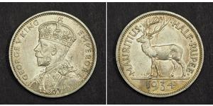 1/2 Rupee Mauritius Silber George V (1865-1936)