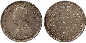 1/2 Rupee British Raj (1858-1947) Silver Victoria (1819 - 1901)