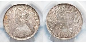 1/2 Rupee British Raj (1858-1947) Silver Victoria (1819 - 1901)