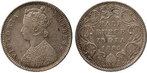 1/2 Rupee British Raj (1858-1947) Silver Victoria (1819 - 1901)