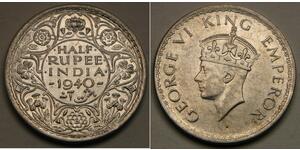 1/2 Rupee India Silver 