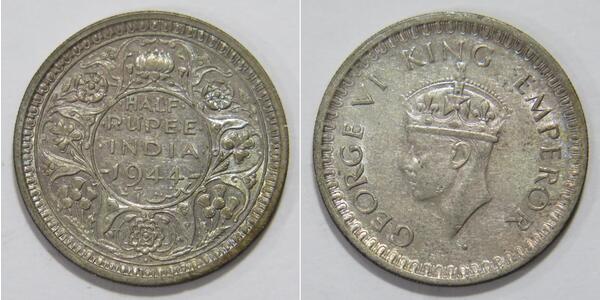 1/2 Rupee India Silver 