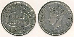 1/2 Rupee Seychelles Silver George VI (1895-1952)