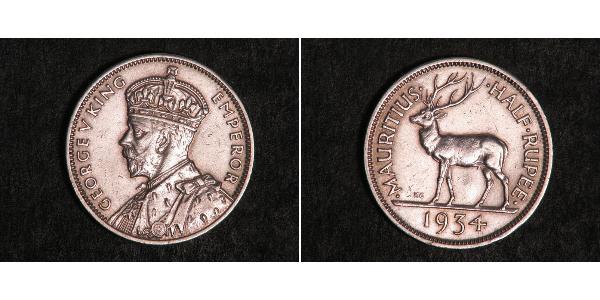 1/2 Rupee Mauritius 銀 乔治五世  (1865-1936)
