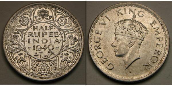 1/2 Rupee 印度 銀 