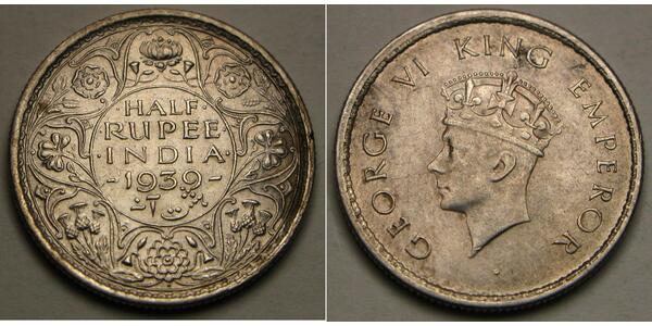 1/2 Rupee 印度 銀 