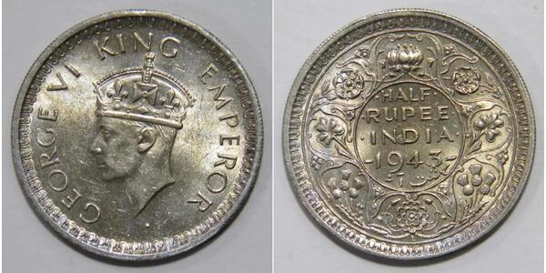 1/2 Rupee 印度 銀 