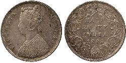 1/2 Rupee 英属印度 (1858 - 1947) 銀 维多利亚 (英国君主)