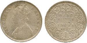 1/2 Rupee 英属印度 (1858 - 1947) 銀 维多利亚 (英国君主)