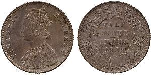 1/2 Rupee 英属印度 (1858 - 1947) 銀 维多利亚 (英国君主)
