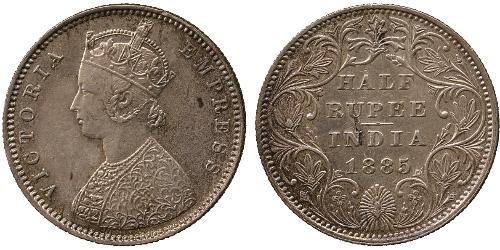1/2 Rupee 英属印度 (1858 - 1947) 銀 维多利亚 (英国君主)