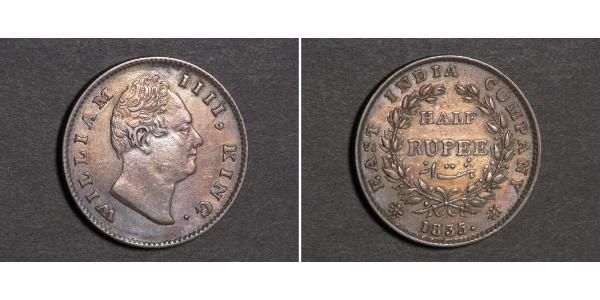 1/2 Rupee 英属印度 (1858 - 1947) 銀 威廉四世 (英國)
