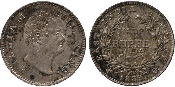 1/2 Rupee 英属印度 (1858 - 1947) 銀 威廉四世 (英國)