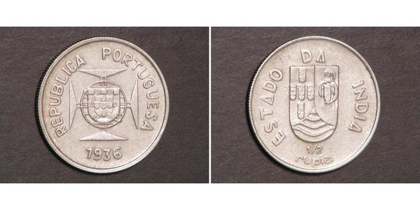 1/2 Rupee 葡屬印度 (1505 - 1961) 銀 
