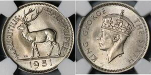 1/2 Rupee Mauritius 銅/镍 