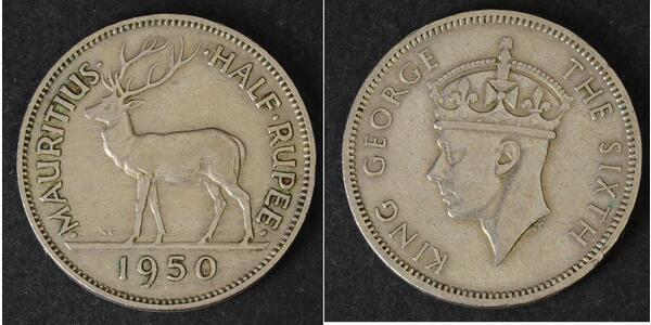 1/2 Rupee Mauritius 銅/镍 