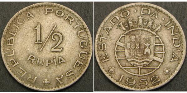 1/2 Rupee 葡屬印度 (1505 - 1961) 銅/镍 