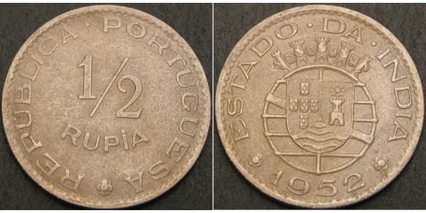 1/2 Rupee 葡屬印度 (1505 - 1961) 銅/镍 