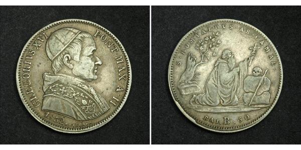 1/2 Scudo / 50 Baiocco 教皇国 (754 - 1870) 銀 