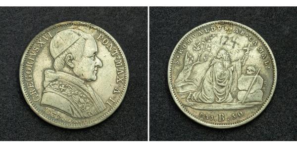 1/2 Scudo / 50 Baiocco 教皇国 (754 - 1870) 銀 