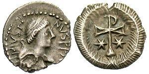 1/2 Siliqua 拜占庭帝国 銀 查士丁二世