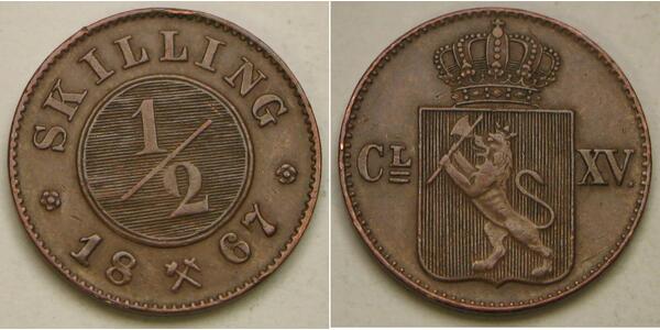 1/2 Skilling Noruega Cobre 