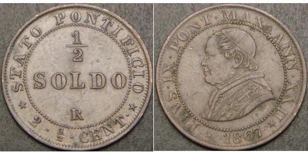1/2 Soldo États pontificaux (752-1870) Cuivre Pie IX (1792- 1878)