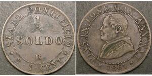 1/2 Soldo Kirchenstaat (752-1870) Kupfer Pius IX (1792- 1878)