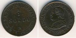 1/2 Soldo Stato Pontificio (752-1870) Rame Papa Pio IX (1792- 1878)