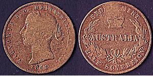 1/2 Sovereign Australia (1788 - 1939) Gold Victoria (1819 - 1901)