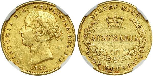 1/2 Sovereign Australia (1788 - 1939) Gold Victoria (1819 - 1901)